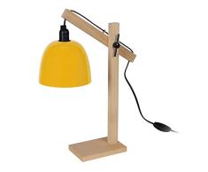 Tosel 90315 Lampe Bureau 1 Lumière, Bois, E14, 40 W, Jaune, 27 x 50 cm