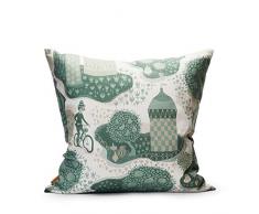 Littlephant Coussin dÃ©coratif 50 x 50 cm Jardin de la Vie-Blanc/Bleu 50 x 50 cm