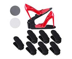 Relaxdays 10025541_46 Jeu de 8 Supports réglable, Organisateur de Rangement Chaussures, antidérapant, Choix de Couleur, PP, Noir, 20 x 10,5 x 26 cm
