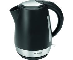 Bomann Bouilloire 1,7 l avec élément chauffant caché, filtre calcaire, arrêt automatique et manuel 2200 W Noir