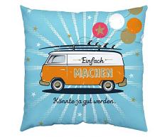 Happy Life 46424 Bus Coussin décoratif en Coton pour bébé Motif Floral Bleu Clair 40 x 40 cm