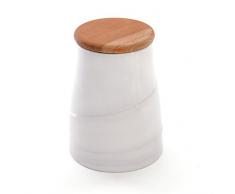 Berghoff Porcelaine vitrifiÃ©e Bocal de Cuisine avec Couvercle en Bois, Blanc, 20Â cm, XL