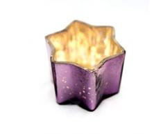 Insideretail Star Bougeoirs avec Effet Vieilli, Aluminium, Verre, Violet, 7Â x 4,5Â cm, Lot de 24