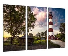 Tableau Moderne Photographique, Impression sur bois, Paysage de phare dans la mer, 97 x 62 cm, ref. 26362