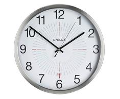 Unilux Outdoor Pendule de bureau SystÃ¨me Quartz Radio-pilotÃ©e Silencieuse pour ExtÃ©rieur/Interieur Etanche Lisible jusquÃ 100 m Ã 35,5 cm Gris mÃ©tal