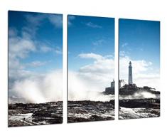 Tableau Moderne Photographique, Impression sur bois, Paysage de phare dans la mer, 97 x 62 cm, ref. 26342