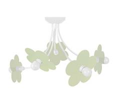 Tosel 21098 Lustre 5 Lumières, Acier/, E14, 40 W, Rose, 60 x 40 cm