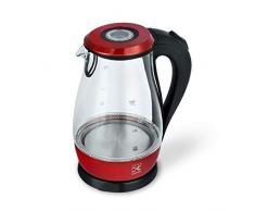 Team Kalorik TKG JK 1042 R Bouilloire électrique sans Fil 360° en Verre, 2200 W, 1.7 liters, Rouge Métallique