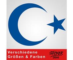 AY YILDIZ Sticker Mural avec Inscription en Anglais « Demi-Lune Porte kiye » Bleu 13 x 10 cm