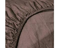 Heckett Lane Drap Housse 100% Satin de Coton mako 180 x 200 + 35 cm Gris Taupe.