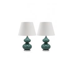 Safavieh Eli Lampe de Table en Verre (Lot de 2), Marine Bleu, 35 x 35 x 60,96 cm