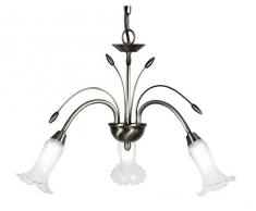 Oaks Lighting 3128/3 comme Sadon Plafonnier en argent ancien avec diffuseurs tulipe en verre opalin