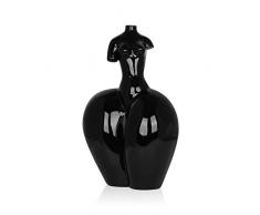 Arte Dal Mondo D5340PB Femme surrÃ©alist Sculpture figurative Moderne en rÃ©sine laquÃ©e, Black, 49x32x20 cm