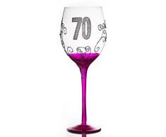 Boxer Age 70 Tallulah Verre Ã vin dÃ©corÃ© Ã la main avec coffret cadeau Transparent
