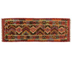 Eden Carpets Kilim végétale Tapis noué à la Main, Laine, Multicolore, 66 x 194 cm