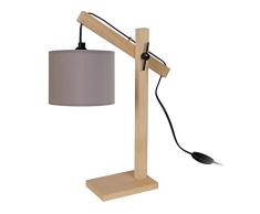 Tosel 90303 Lampe Bureau 1 Lumière, Bois/, E14, 40 W, Gris, 27 x 50 cm