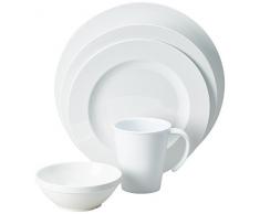 Ornamin Set de Vaisselle Mélamine Blanc (Modèle 1200) / tasse à café, bol et assiettes à dîner