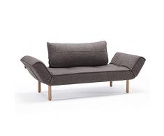 INNOVATION LIVING Canape design ZEAL STEM Flashtex Dark Grey convertible lit 200*70 cm