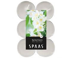 Spaas 12 Bougies Chauffe-Plat parfumées en Cire de Paraffine, gobelet Aluminium Blanc, D 58 mm x H 24 mm