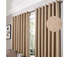 Alan Symonds Rideaux occultants Ã Åillets prÃªts Ã Poser Motif Diamant, Polyester, Vison, 168 x 229 cm