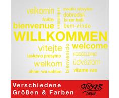 Graz Design Sticker Mural repositionnable avec Inscription en Allemand Herzlich WiLLKOMMEN Jaune 30 x 21 cm