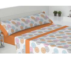 Todomueble Liverpool 150Â Gamanatura Parure de lit composÃ© par Drap-Housse, Drap Plat et Taie doreiller, algodÃ³n-poliÃ©ster, 38Â x 28Â x 4Â cm 38x28x4 cm Orange