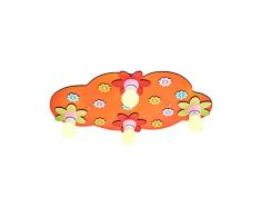 Homemania Daisy Plafonnier mural en bois Orange 35 x 62 x 6 cm 4 x E27 24 W