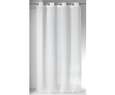 Homemaison 806415 Voilage Motif Rayure Etamine/Polyester Blanc 1 x 140 cm