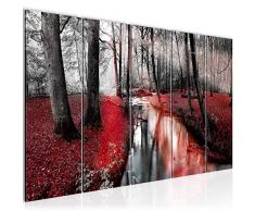 Tableau decoration murale ForÃªt 200 x 80 cm XXL Impression sur Toile Salon Appartment Rouge 5 Parties - prÃªt Ã accrocher 602355b