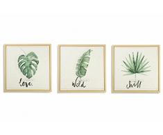 Villa dEste Home Tivoli Pop Art Toile avec Cadre Feuilles, Plastique + métal, Multicolore