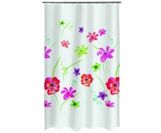 Spirella Textil-Duschvorhang Flower Meadow Red 180x200 cm Rideau de Douche, Polyester, Multicolore, 200x180 cm