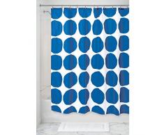 iDesign Geometric Poly Joli imprimé à Pois, Rideau imperméable en Polyester, Accessoire Salle de Bain Moderne pour Douche ou Baignoire, Bleu, 182,9 cm x 0,3 cm