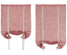 Linder 0163 /9/476 Paire de Vitrages Relevables Carreaux Torchon Gris Passe Tringle 55 x 140 cm