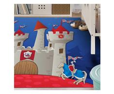 HOK- Tapis Ultra Doux Castel Bleu - Polyester - 70 X 95 cm - Tapis Chambre Enfant - Made in Europe