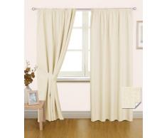 Homescapes Rideau à Galon Fronceur Occultants - Blackout - 165 x 182 cm, Paire de Rideaux, Couleur Crème