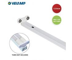 Velamp PI20236 Support, Plafonnier Double pour 2 Tubes LED T8, 120cm. Culot G13. Utilisation en intÃ©rieur. pour Faux Plafond, Bureaux, garages, placards, buanderies, Bianco