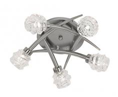 Oaks Lighting 6211 5/AC Salish Lustre finition Chrome satiné et lampes en verre