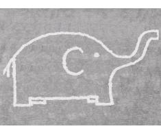 Aratextil éléphant Tapis pour Enfants, Coton, Gris/Blanc, 120 x 160 cm