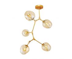 Homemania Suspension LEGO Lustre boule Or en Verre 90 x 30 x 115 cm 5 x E27 40 W