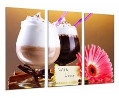 Tableau Moderne Photographique, Impression sur bois, PÃ¢tisserie de cafÃ©tÃ©ria, Shakes de chocolat, cafÃ©, 97 x 62 cm, ref. 26901