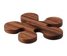 Continenta Dessous de Plat en Bois dacacia avec Motif de trèfle et de qualité supérieure - Dimensions : à 16 x 1,2 cm