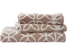 Dyckhoff Retro Lot de 3 Serviettes de Toilette Motif Fleurs rÃ©tro Beige 36 x 25 x 10 cm