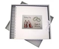 White Cotton Cards Jour aprÃ¨s Jour, Fille et Son Fils Carte Faite et Memort Livre, Chaussures et bagues de Mariage Tableau, Design, Blanc, 27Â x 30Â x 4Â cm