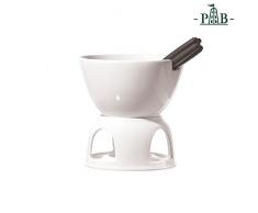 la Porcellana Convivio Service à Fondue + 4 Fourchettes cm 15 Go, Blanc