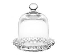 H&H Assiette en Verre avec dôme 9 x 9 x 10 cm