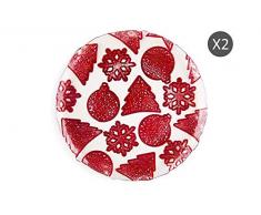 Excelsa Xmas Lot de 2 assiettes en verre