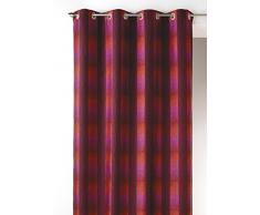 Home Maison 09349-8-AL Rideaux Jacquard avec Oeillets Ronds Bordeaux/Argent 140 x 260 cm