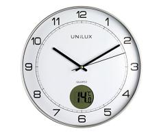 Unilux Tempus Pendule de bureau SystÃ¨me Quartz avec ThermomÃ¨tre digital et Lisible jusquÃ 35 m Ã 30,5 cm Gris mÃ©tal
