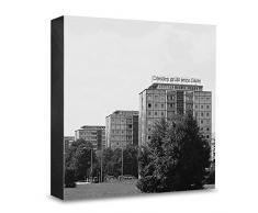 COGNOSCO HG-DD111 Tableau Mural en Bois avec Photo darchitecture et Inscription en Allemand Dresden Vert et Ses invités en Bois Noir et Blanc 15 x 15 cm
