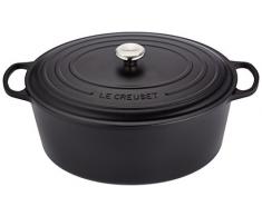Le Creuset, Cocotte Signature en Fonte ÃmaillÃ©e avec Couvercle, Ã 40 cm, Ovale, Compatible avec Toutes Sources de Chaleur (Induction Incluse), CapacitÃ© : 13.9 L, 10.025 kg, Noir